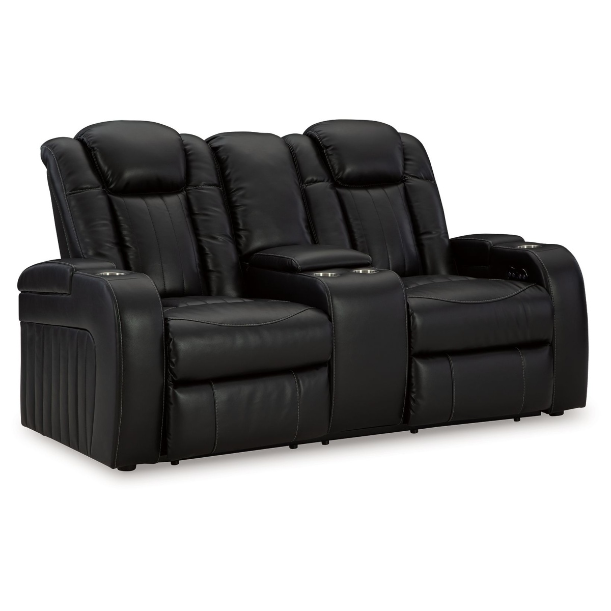 779a201b103ae0bd27d3a14bcfdf4503 Caveman Den - Power Reclining Loveseat with Console/ Adj Hdrst - Midnight - Image 1