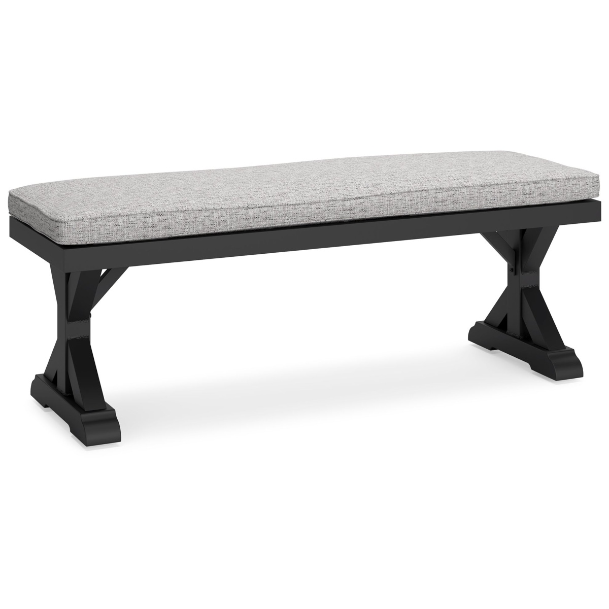 795d2a45fa1cebda00bb40e2b817ecd1 Beachcroft - Bench With Cushion - Black / Light Gray - Image 1