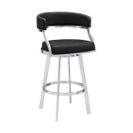 Saturn - 26" Counter Height Swivel Bar Stool - Brushed Silver / Black