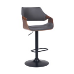 Aspen - Adjustable Swivel Bar Stool With Base - Gray / Black