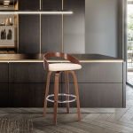 Sonia - 26" Counter Height Swivel Bar Stool - Cream / Walnut - Image 9