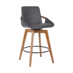 Baylor - 26" Swivel Bar Stool - Gray / Walnut