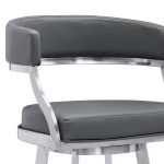 Saturn - 30" Bar Height Swivel Bar Stool - Gray / Brushed - Image 4