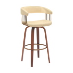 Topanga - 30.5" Swivel Walnut Bar Stool - Cream / Golden Bronze
