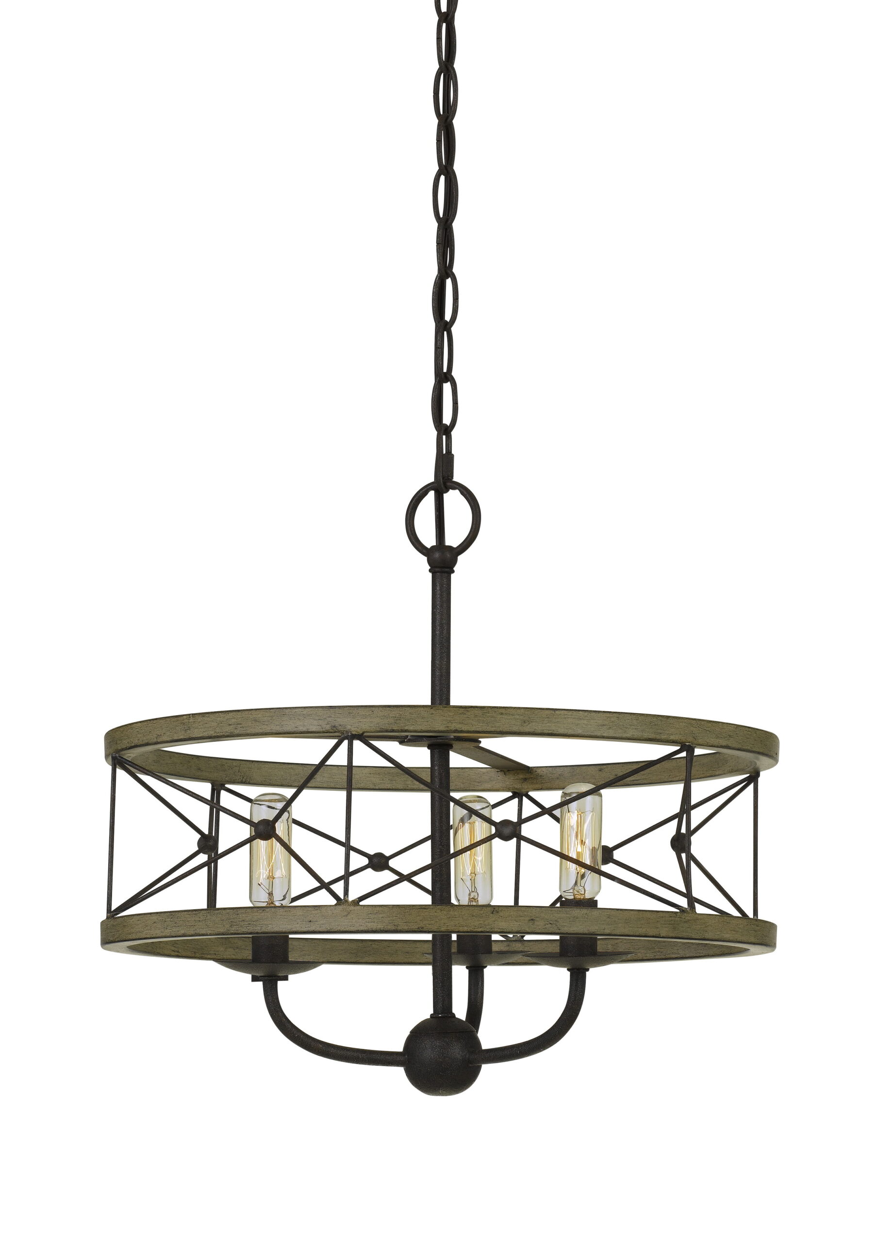 Modica - 16" Height Metal Pendant - Distressed Ivory & Iron