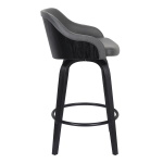 Alec - 30" Bar Height Swivel Bar Stool - Gray / Black - Image 3