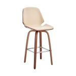 Arabela - 26" Swivel Bar Stool - Cream / Walnut