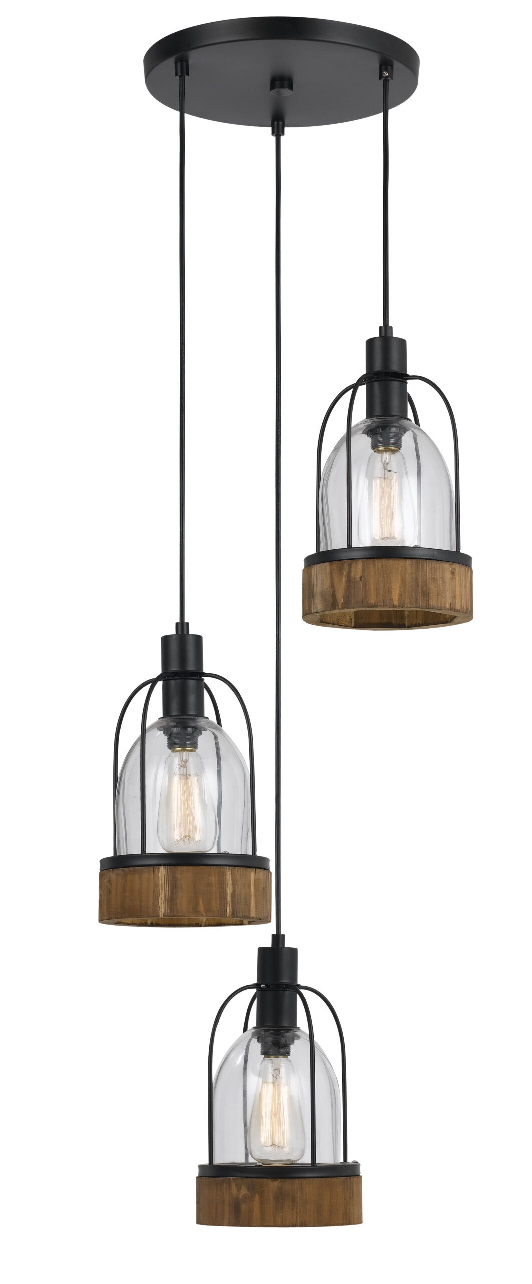 Beacon - 18" Height Glass Pendant - Dark Bronze & Wood
