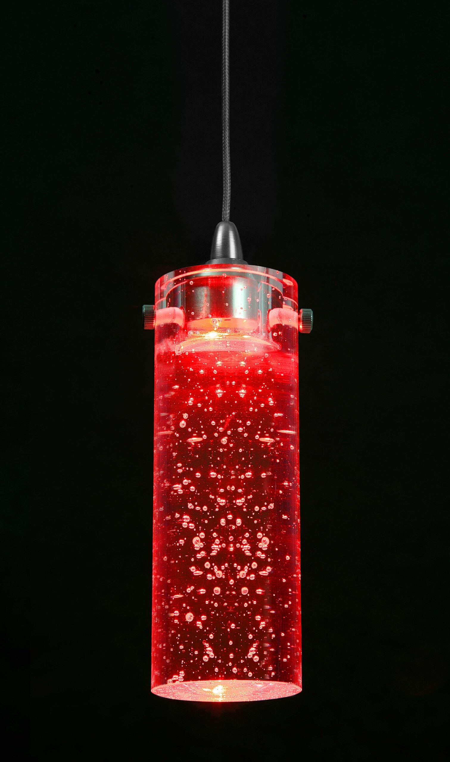 7.5" Height Glass and Metal LED Pendant With Brushed Steel Cord - Red