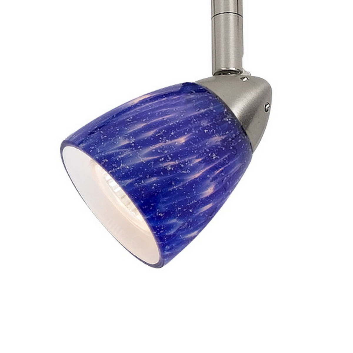97c798580086179d280cbc213b9b92d4 4.87" Height Serpentine Track Head With Shade - Blue & Brushed Steel - Glass & Metal - Image 1