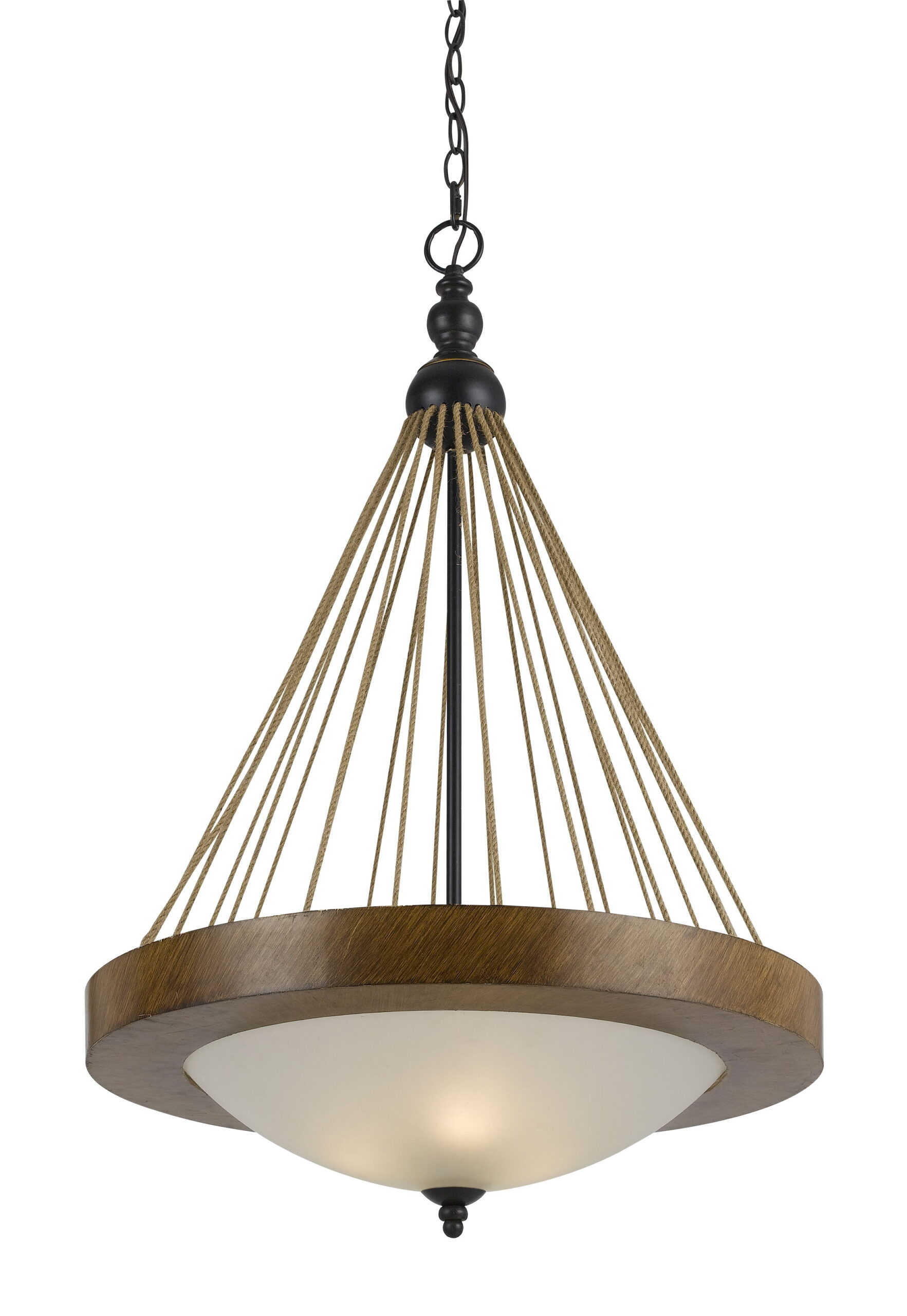 Monticello - 32" Height Metal Pendant - Metal & Wood