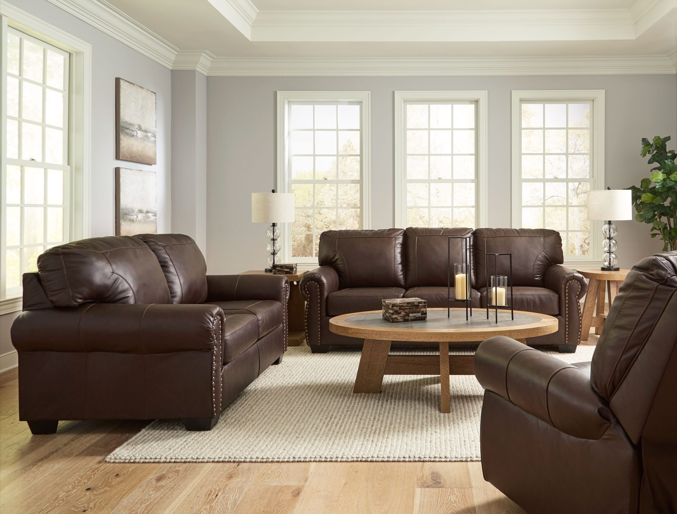 Colleton - 3 Pc. - Sofa, Loveseat, Rocker Recliner - Dark Brown