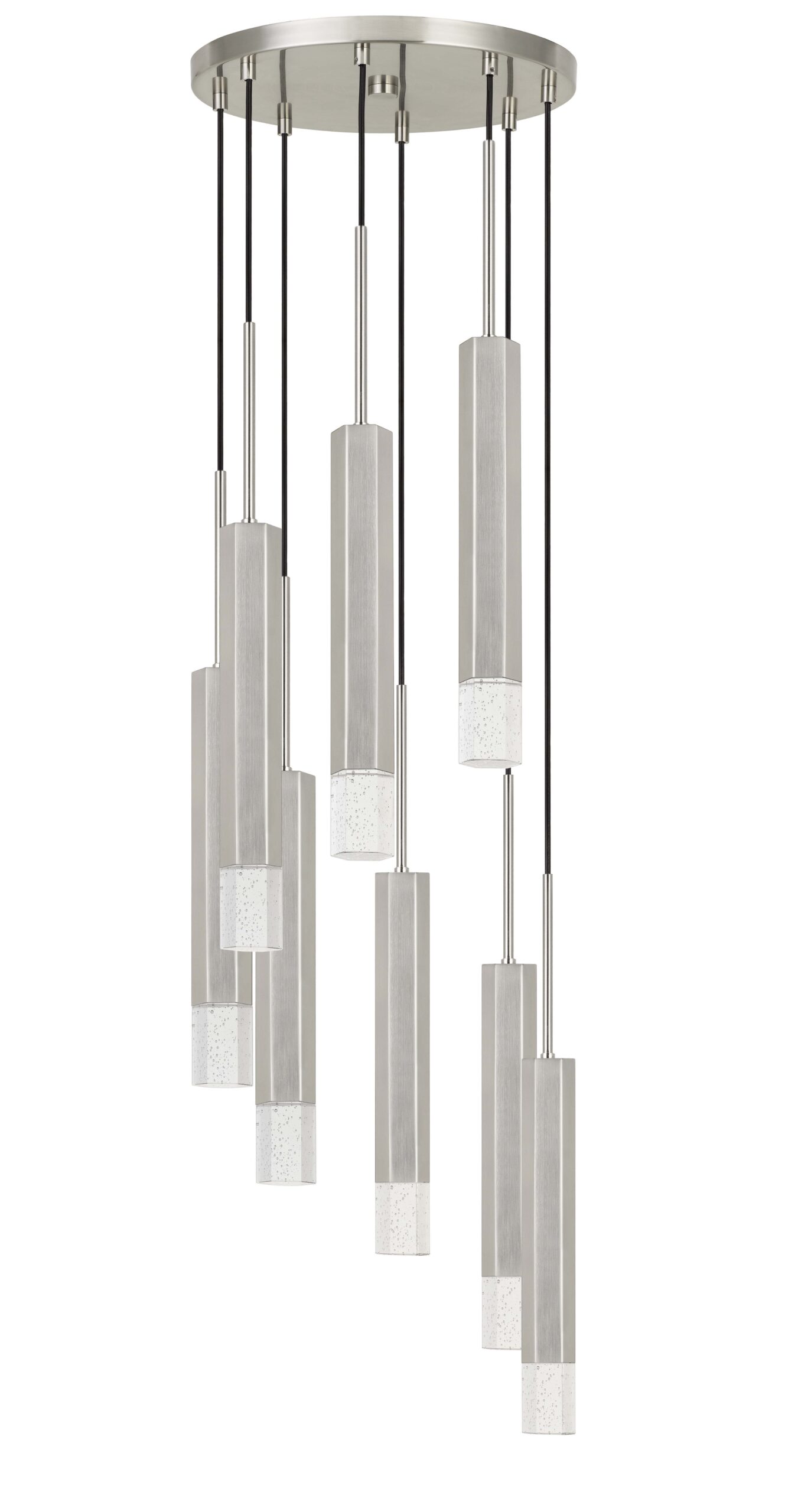 24" Height Aluminum Cast Pendant - Pearl Silver - 8 Light