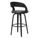 Shelly - 30" Bar Height Swivel Bar Stool - Gray / Black - Image 4