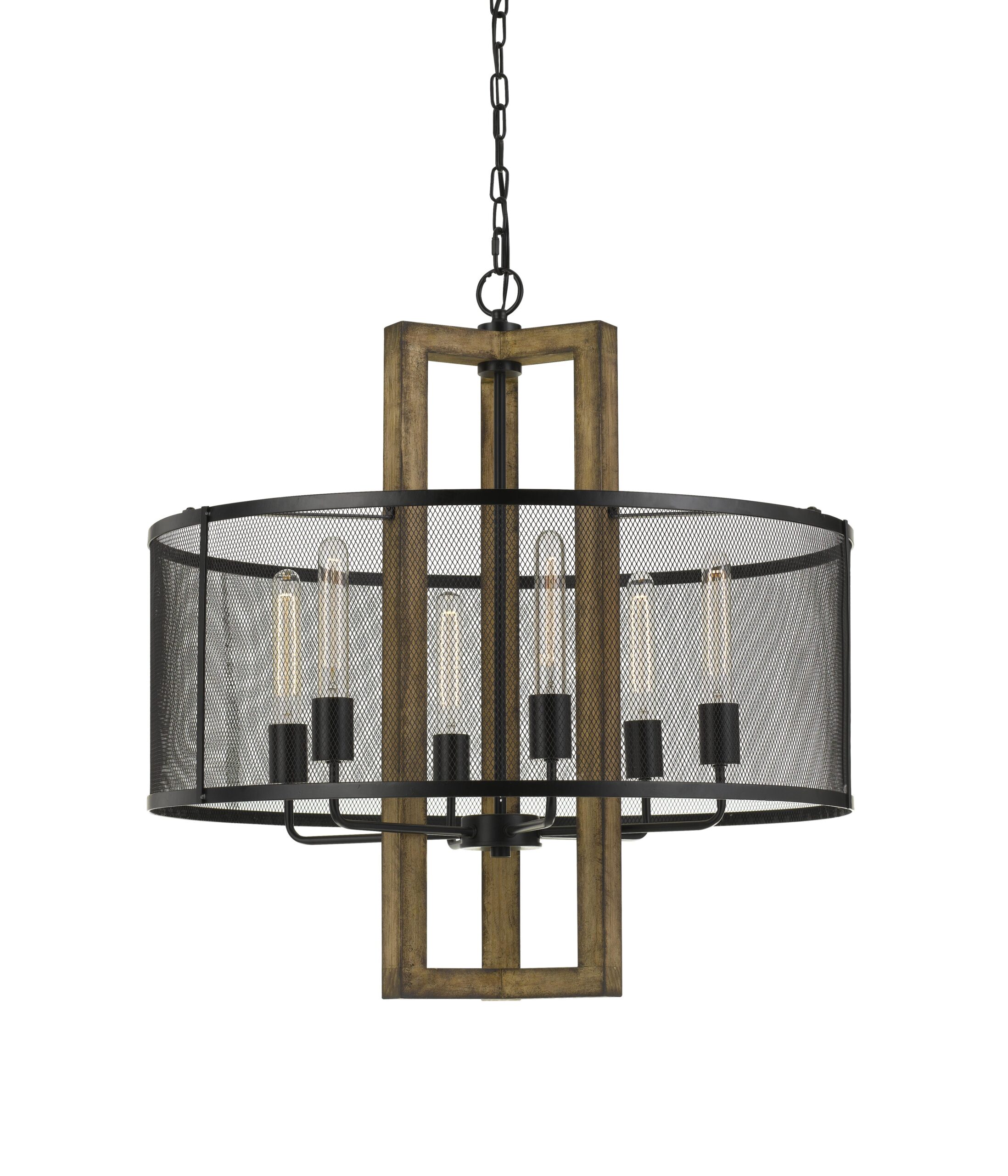 Monza - 29" Height Mesh Chandelier With Wood Finish
