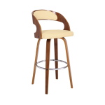 Shelly - 30" Bar Height Swivel Bar Stool - Cream / Walnut
