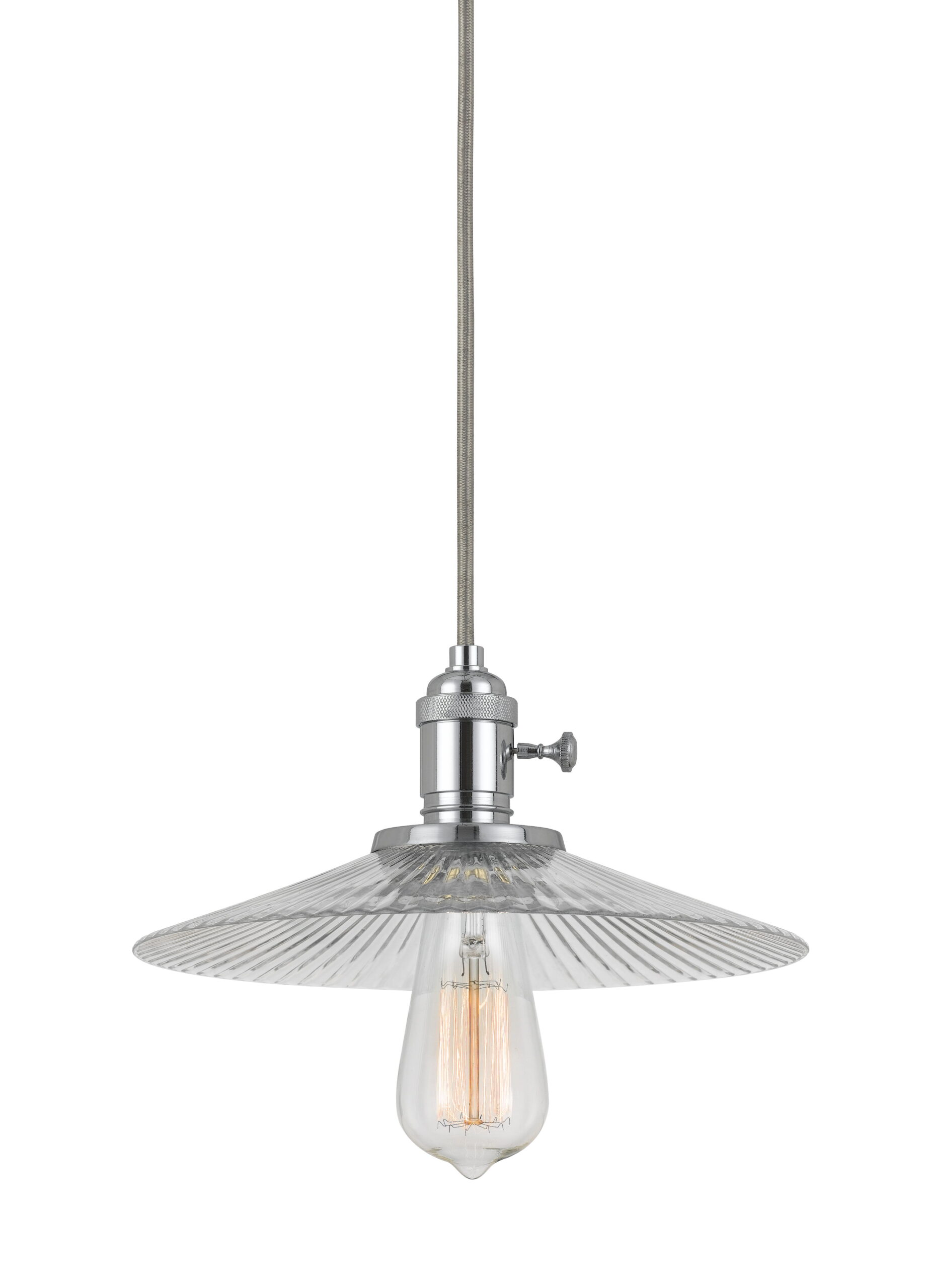 4.5" Height Glass Pendant With Oil Rubbed Bronze Cord - Clear