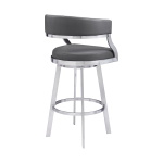 Saturn - 30" Bar Height Swivel Bar Stool - Gray / Brushed - Image 3
