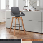 Baylor - 26" Swivel Bar Stool - Gray / Walnut - Image 7
