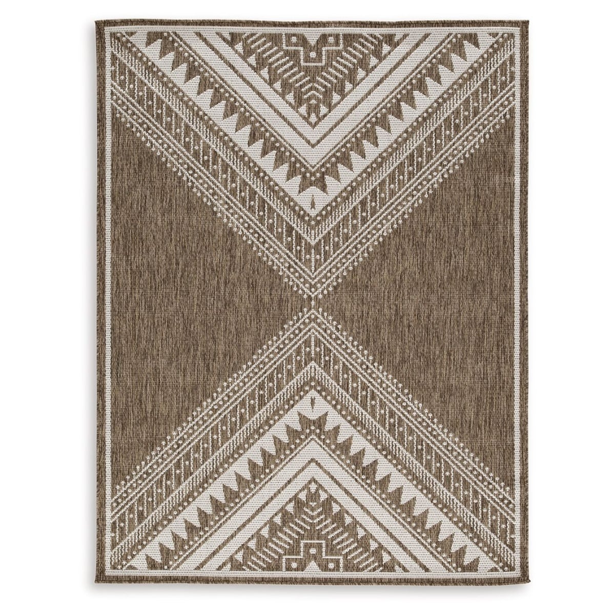 b6253c78ecf8aa6e856b3801ceedcff3 Dunsler - Indoor/Outdoor 5' x 7' Rug - Brown / Cream - Image 1