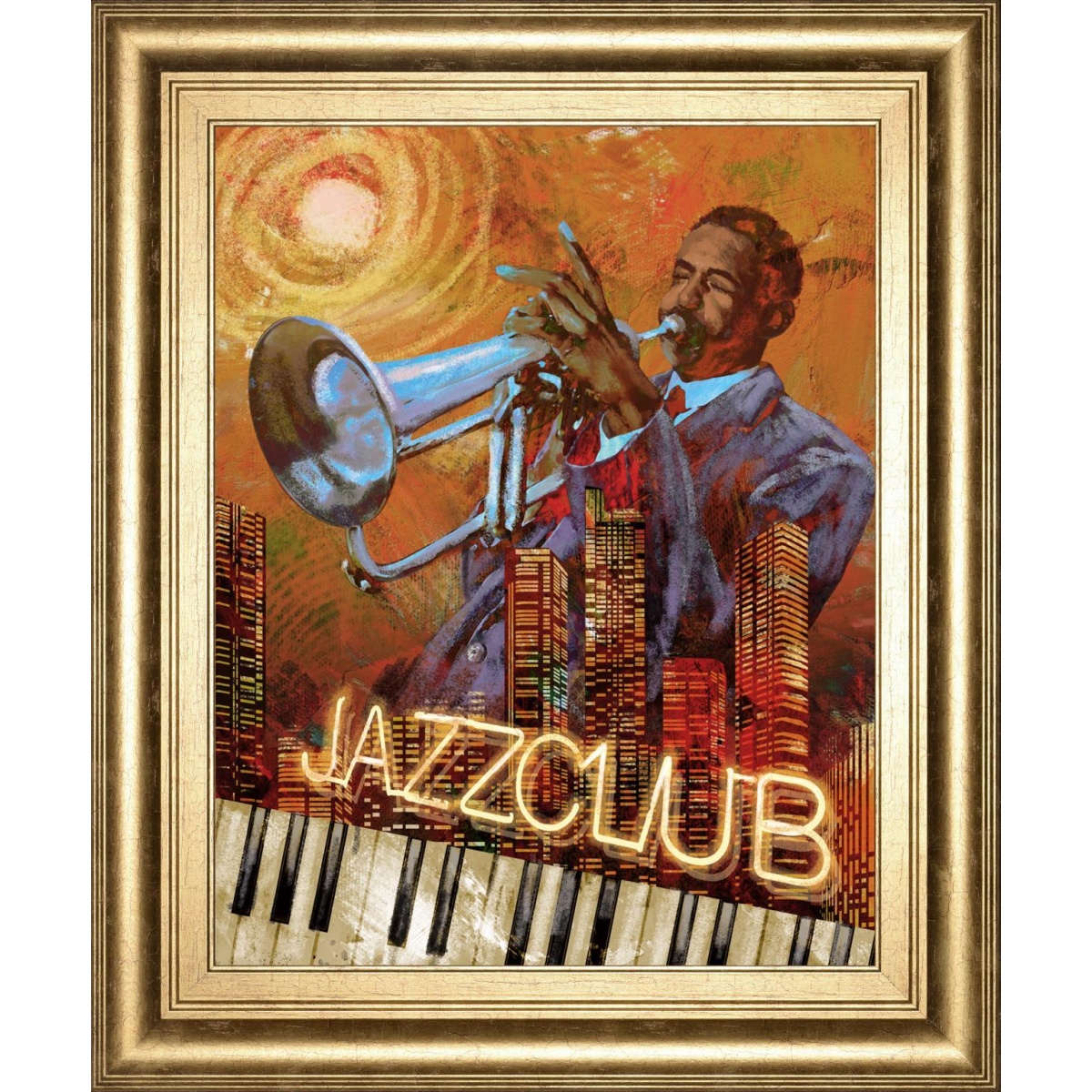b8d6ae8851a9495d2ac6534e7efc9d39 22x26 Jazz Club By Conrad Knutsen - Orange - Image 1