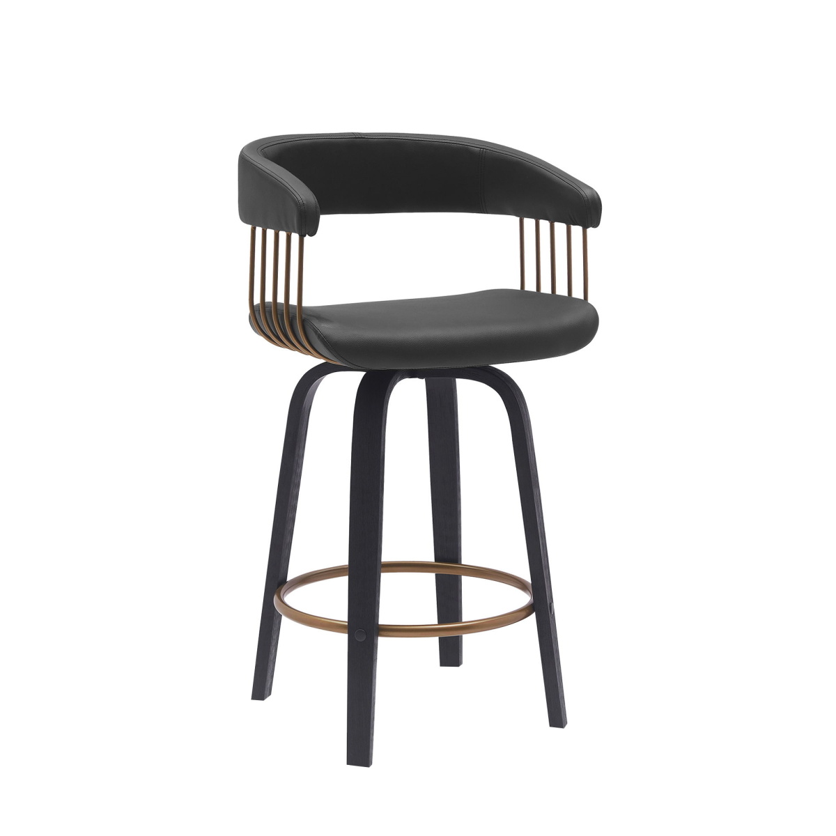 bb05ba70e40b6fb7d29e9381ae02e030 Topanga - 26" Swivel Black Counter Stool - Black / Golden Bronze - Image 1
