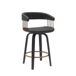 Topanga - 26" Swivel Black Counter Stool - Black / Golden Bronze