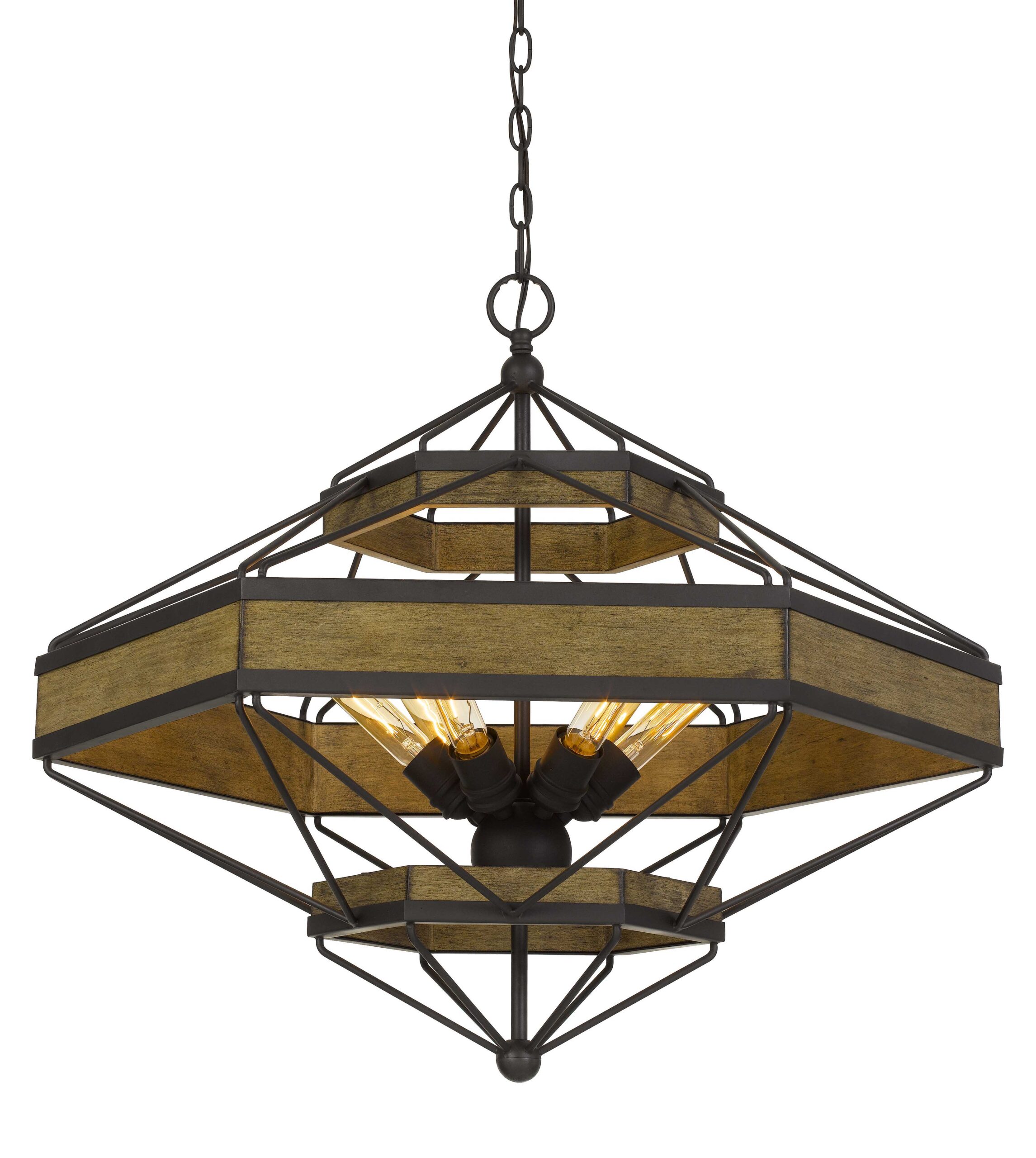 Alicante - 25.75" Height Pine Wood and Metal Fixture - Wood & Black