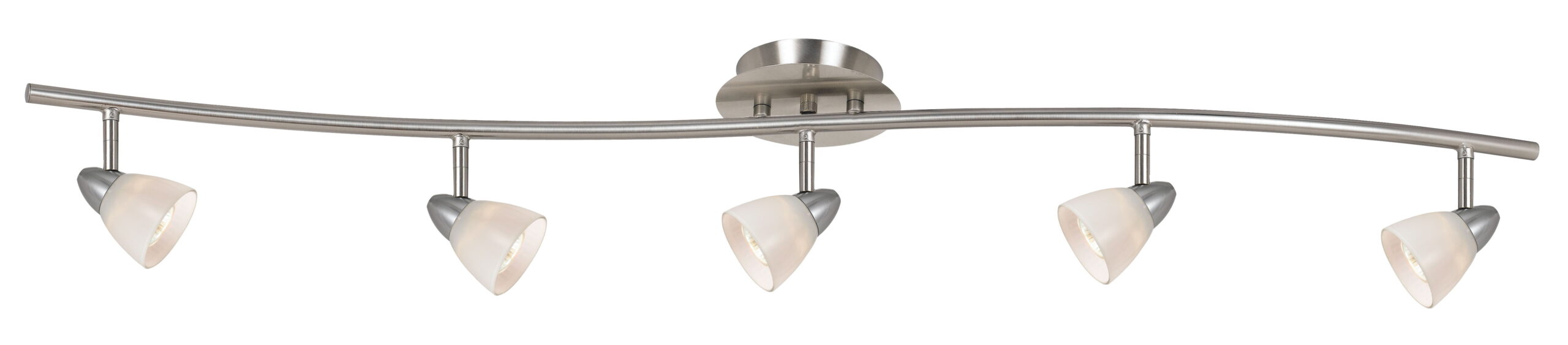 c4a233a741984a463ac7214f31f5deed 7.25-19.25" Height Adjustable Metal Serpentine Five Light Ceiling Fixture - White & Brushed Steel - Metal & Glass - Image 1