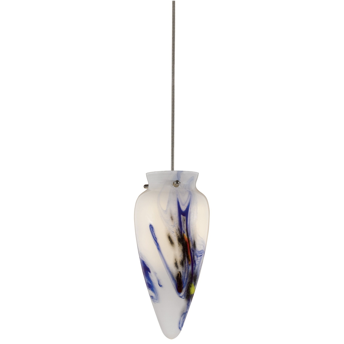 c5c22cf252b118c4938fe9968e0a84cb 7.5" Height Glass and Metal Pendant With Brushed Steel Cord - Image 1