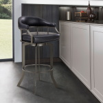 Shelly - 26" Counter Height Swivel Bar Stool - Gray / Black - Image 7