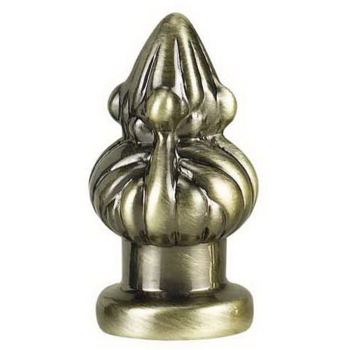 cb56d999fe8b7936eac475f625296f61 1.38" Height White Metal Cast Finial - Antique Brass - Image 1