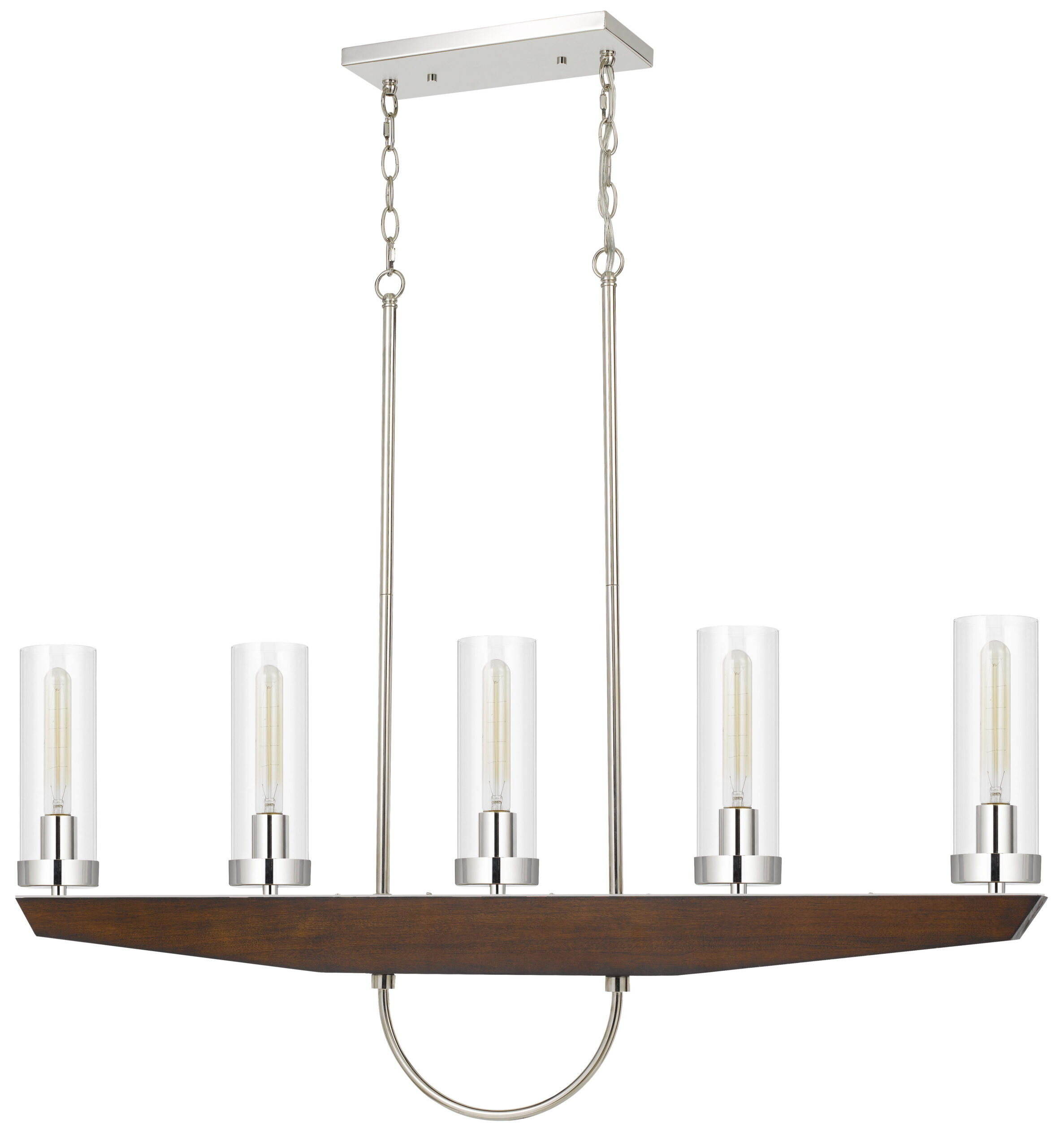 Ercolano - 34.75" Height Chandelier - Wood & Brushed Steel & Clear