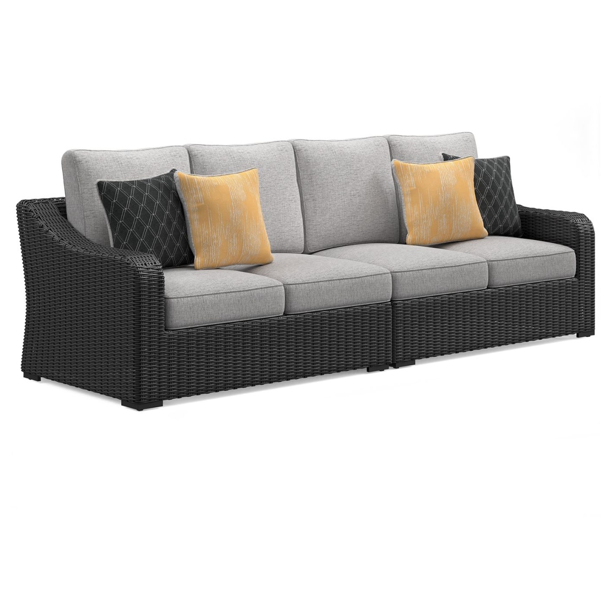 cc78cb71c1fab4c9466dd2a8f172ad4e Beachcroft - 2-Piece Outdoor Loveseat with Cushion - Black / Light Gray - Image 1