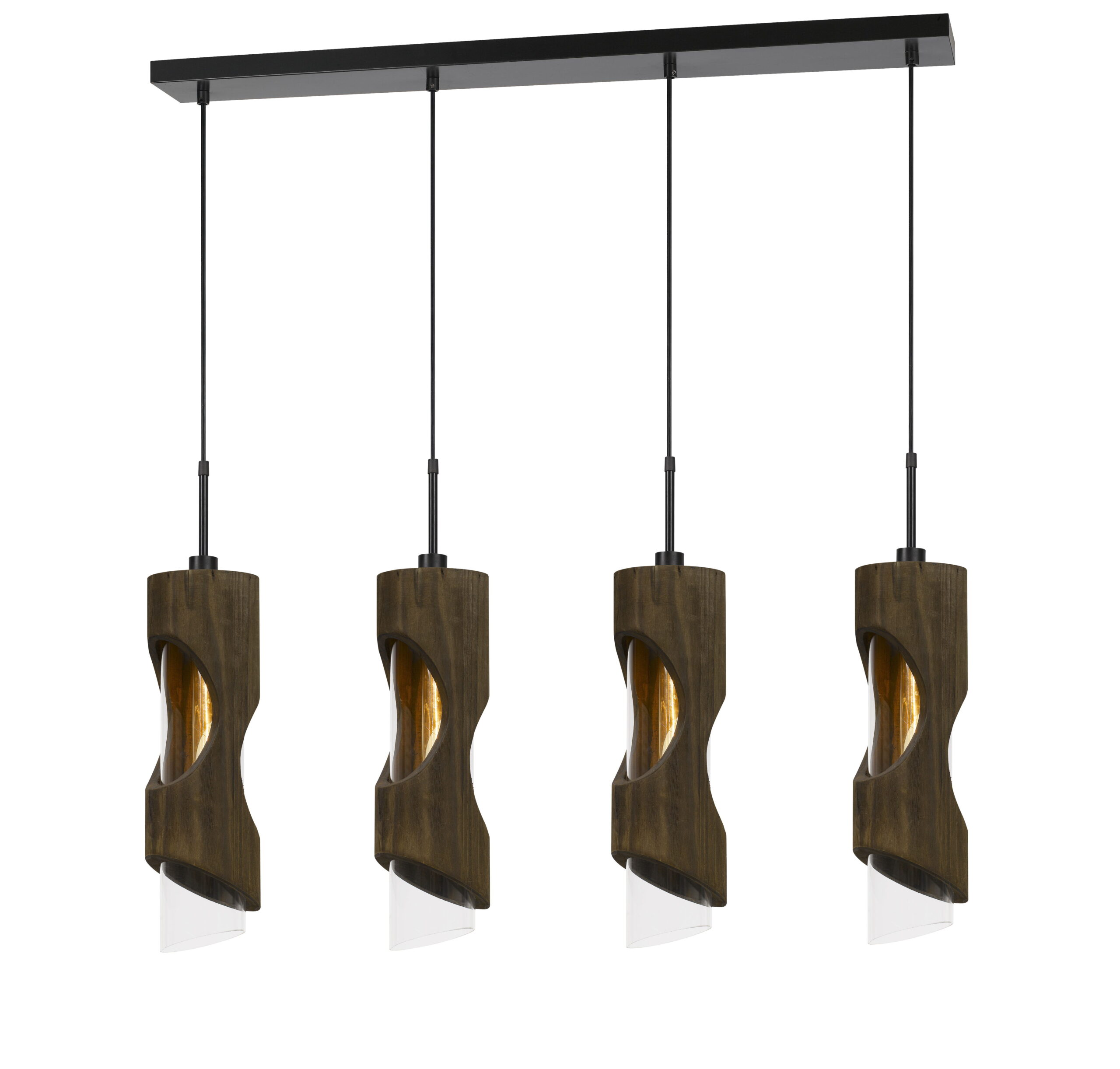 Zamora - 23.5 Height Glass Pendant - Smoky Wood - 4 Lights