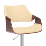 Aspen - Adjustable Swivel Bar Stool With Chrome Base - Cream / Walnut - Image 6