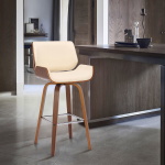 Tyler - 30" Bar Height Swivel Bar Stool - Cream / Walnut - Image 9