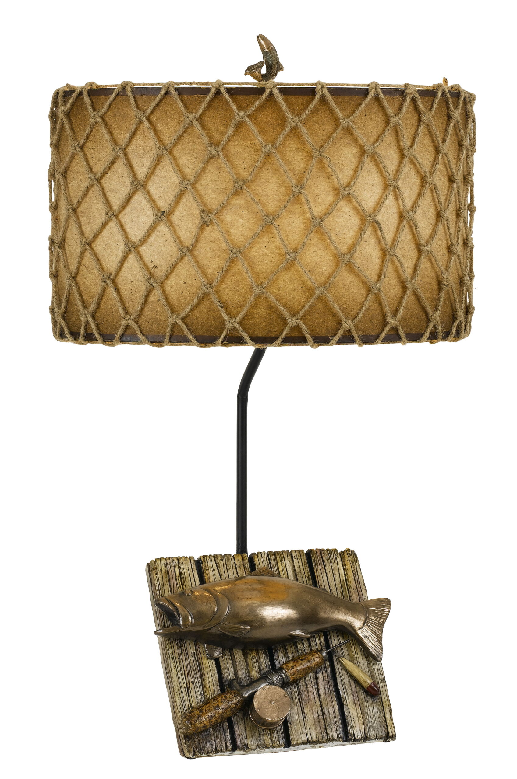 Fishing - 31" Height Resin Table Lamp - Cast Bronze