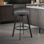 Roman - 26" Swivel Bar Stool - Gray / Black - Image 8