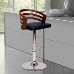 Adele - Adjustable Height Swivel Bar Stool With Chrome Base - Black / Walnut - Image 4