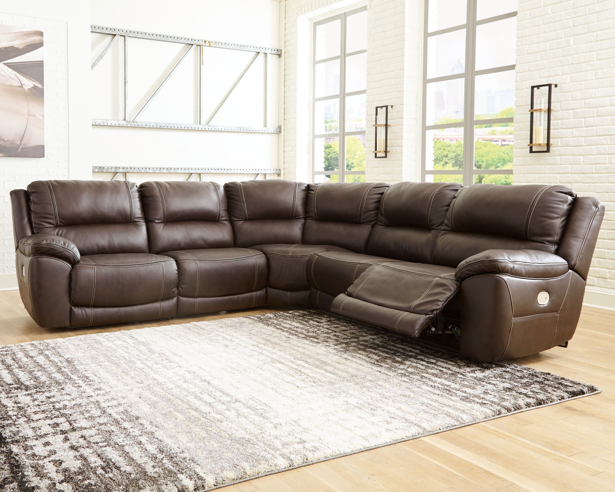 Dunleith - Power Sectional 5 Pc - Chocolate