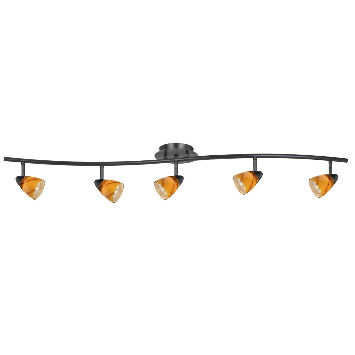 d766cab58bf0fb6634430f14fdee275f 7.25-19.25" Height Adjustable Metal Serpentine Five Light Ceiling Fixture - Yellow & Dark Bronze - Image 1