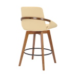 Baylor - 26" Swivel Bar Stool - Cream / Walnut - Image 4