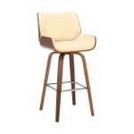 Tyler - 26" Counter Height Swivel Bar Stool - Cream / Walnut
