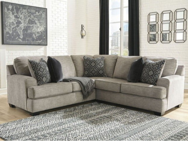 Bovarian - 3 Pc. - Left Arm Facing Sofa with Corner Wedge 2 Pc Sectional, Ottoman - Stone - Image 3