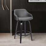 Alec - 30" Bar Height Swivel Bar Stool - Gray / Black - Image 6