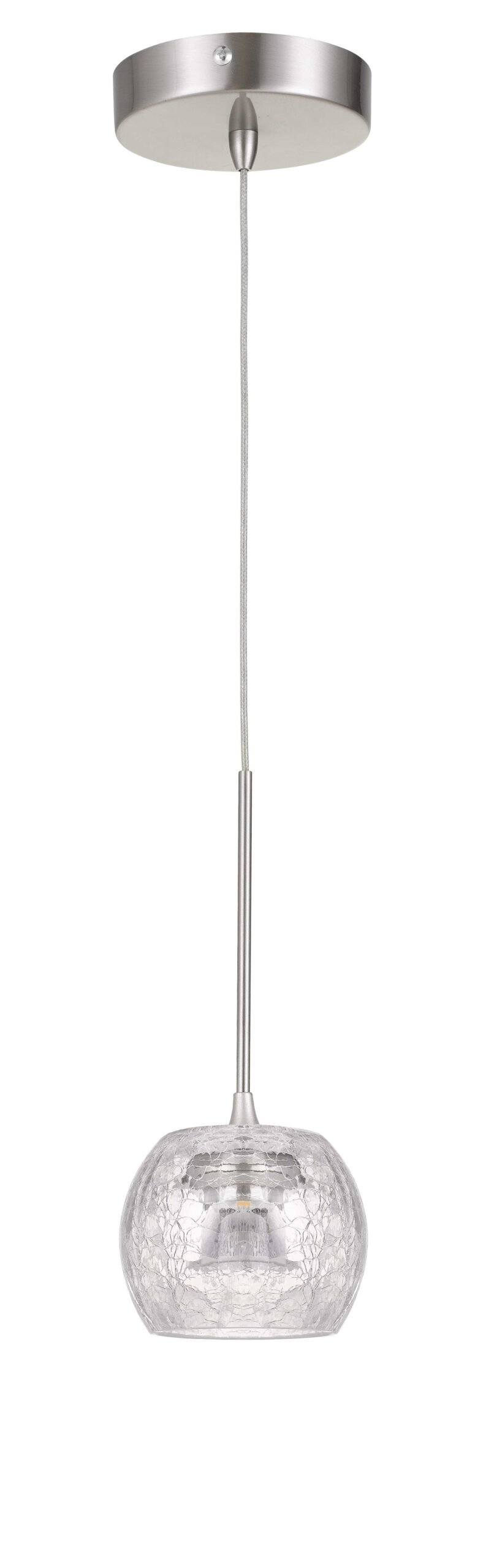 Ithaca - 10" Height LED Glass Pendant - Brushed Steel