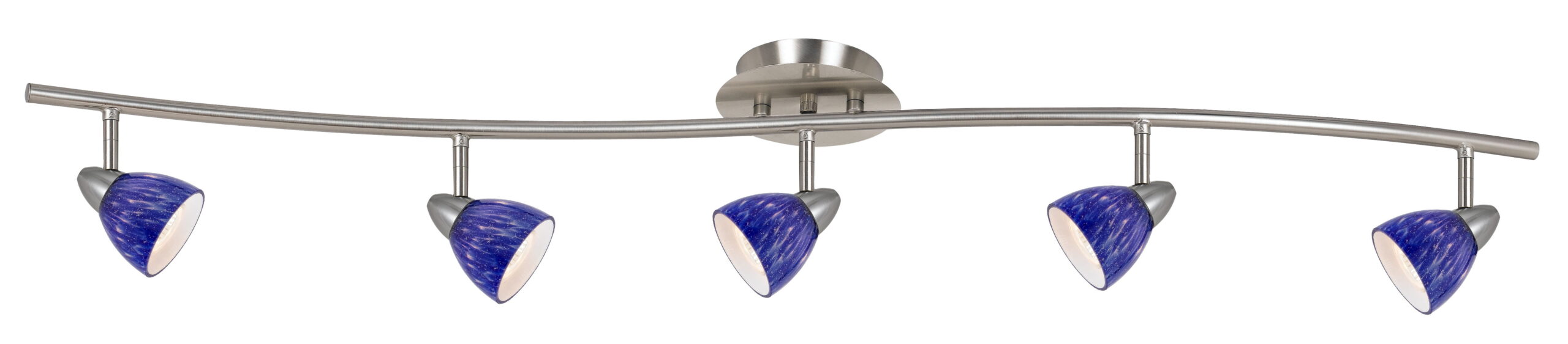 e04fa0450437490d9b4301727ee94d3c 7.25-19.25" Height Adjustable Metal Serpentine Five Light Ceiling Fixture - Blue With Spots & Brushed Steel - Image 1