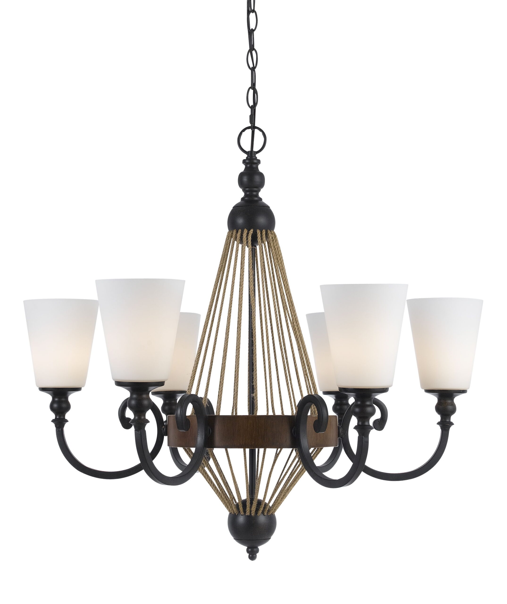 Monticello - 30.75" Height Metal Chandelier - Metal & Wood