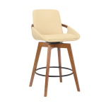 Baylor - 26" Swivel Bar Stool - Cream / Walnut